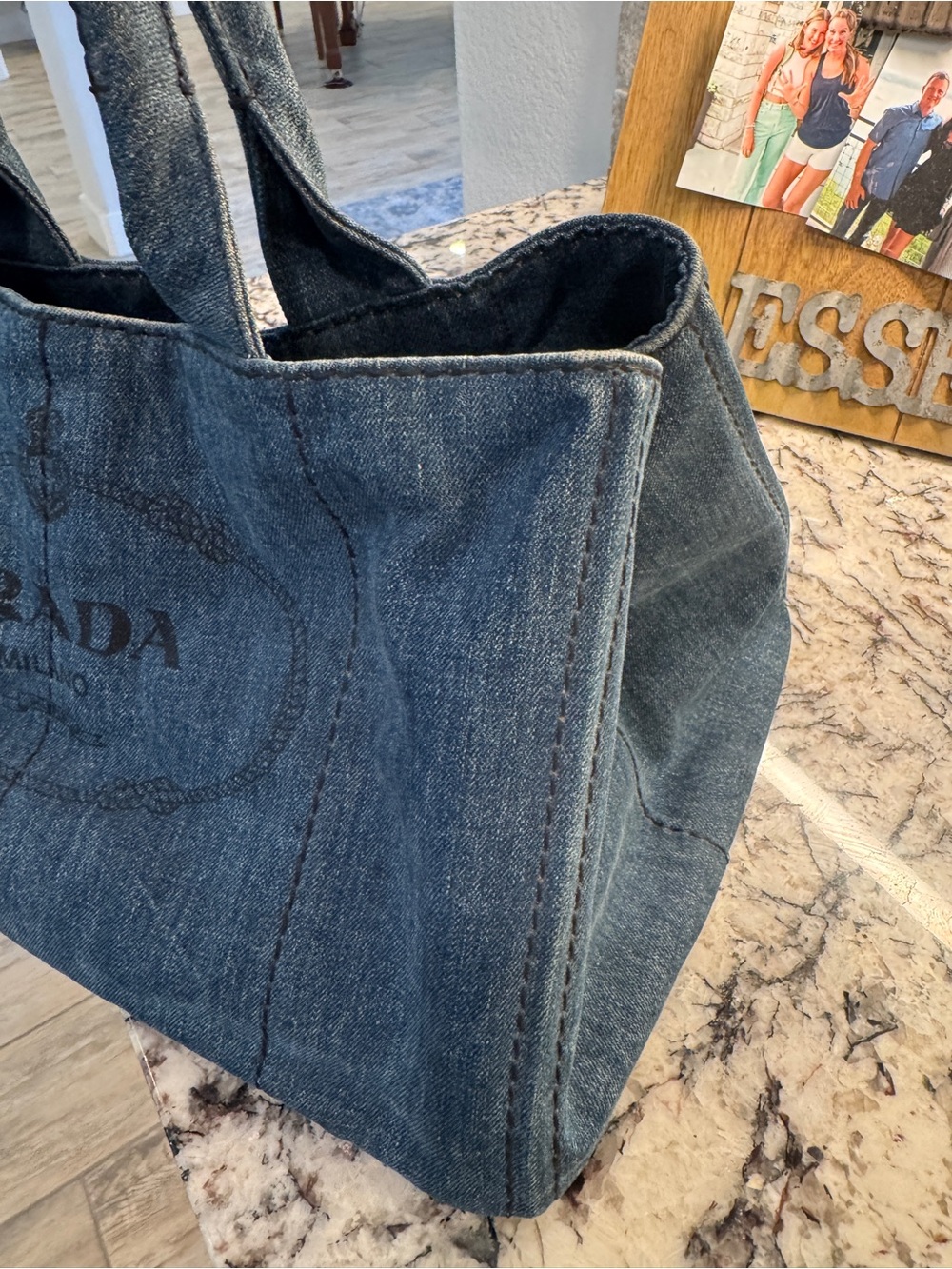 Prada Canapa Milano Denim Tote Bag - Blue large - Picture 4 of 16